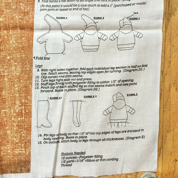 SANTA CLAUS Plush Doll Fabric Pattern  Soft Sculpture Cut & Sew Craft  Christmas - Picture 5 of 7